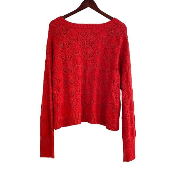 by Anthropologie Red Pointelle Knit Sweater Size XL New OB1773429 - Picture 4 of 7